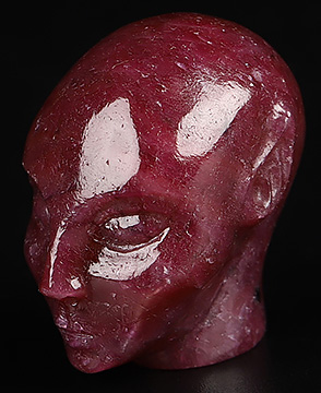 0.8" Ruby Hand Carved Fairy Elf Alien Crystal Skull Companion Sculpture, Crystal Healing