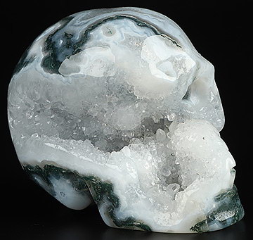 2.0" Green Moss Agate Hand Carved Crystal Skull, Realistic, Crystal Healing