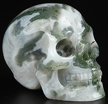 2.0" Green Moss Agate Hand Carved Crystal Skull, Realistic, Crystal Healing