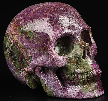Gemstone 1.7" Stichtite and Serpentine Hand Carved Crystal Skull, Realistic, Crystal Healing