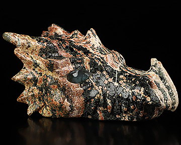 5.9" Snowflake Obsidian Hand Carved Crystal Dragon Head Skull with Labradorite Eyes Sculpture, Crystal Healing
