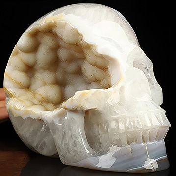 Lifesized 6.1" Agate Hand Carved Crystal Skull, Realistic, Crystal Healing