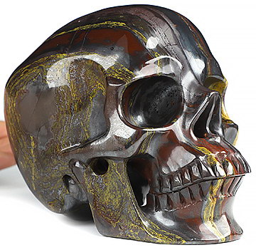 Super Realistic! Lifesized 6.5" Colorful Tiger Iron Eye Hand Carved Crystal Skull, Crystal Healing
