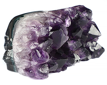 2.9" Agate Amethyst Druse Hand Carved Crystal Skull Fine Art Sculpture, Crystal Healing