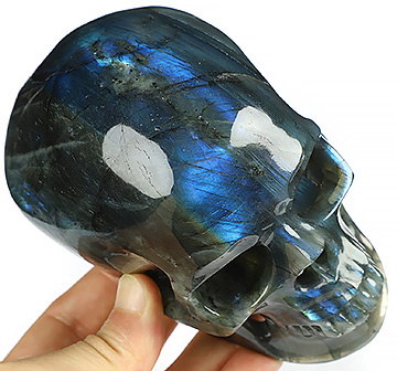 5.1" Labradorite Hand Carved Crystal Skull, Super Realistic, Crystal Healing