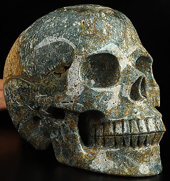 Lifesized 6.9" Green Grape Agate Hand Carved Crystal Skull, Realistic, Crystal Healing