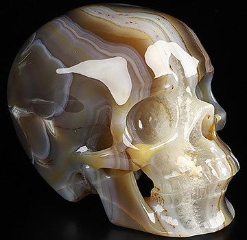5.1" Premium Brazilian Agate Hand Carved Crystal Skull, Super Realistic, Crystal Healing