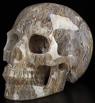 5.1" Green Moss Agate Hand Carved Crystal Skull, Realistic, Crystal Healing