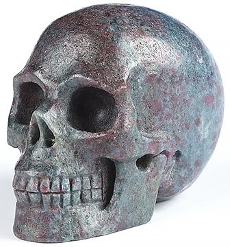 2.0" Ruby Blue Fuschite Hand Carved Crystal Skull, Realistic, Crystal Healing