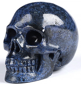 1.3" Royal Dumortierite Hand Carved Crystal Skull, Realistic, Crystal Healing