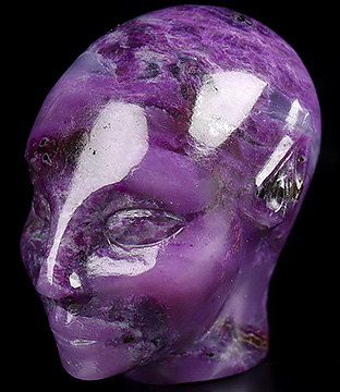 Gemstone 1.3" Sugilite Hand Carved Fairy Elf Alien Crystal Skull Companion Sculpture, Crystal Healing