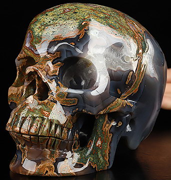Super Realistic! Lifesized 6.1" Agate Hand Carved Crystal Skull, Crystal Healing