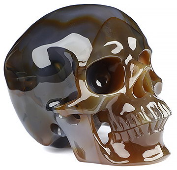 5.2" Premium Brazilian Agate Hand Carved Crystal Skull, Super Realistic, Crystal Healing