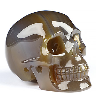 2.0" Premium Brazilian Agate Hand Carved Crystal Skull, Realistic, Crystal Healing