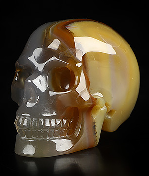 2.0" Premium Brazilian Agate Hand Carved Crystal Skull, Realistic, Crystal Healing