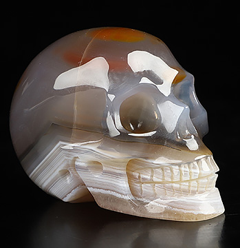 2.0" Premium Brazilian Agate Hand Carved Crystal Skull, Realistic, Crystal Healing