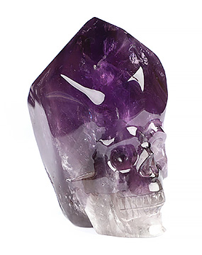 Gemstone 3.3" Amethyst Hand Carved Crystal Point Skull, Crystal Healing