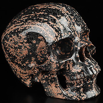 5.1" Snowflake Obsidian Hand Carved Crystal Skull, Super Realistic, Crystal Healing