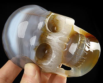 4.0" Premium Brazilian Agate Hand Carved Crystal Skull, Realistic, Crystal Healing