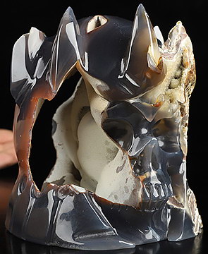4.7" Premium Brazilian Agate Hand Carved The King Crystal Skull Sculpture, Crystal Healing