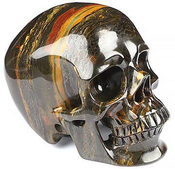 4.5" Colorful Tiger Iron Eye Hand Carved Crystal Skull, Super Realistic, Crystal Healing