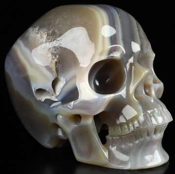 5.0" Banded Agate Hand Carved Crystal Skull, Super Realistic, Crystal Healing