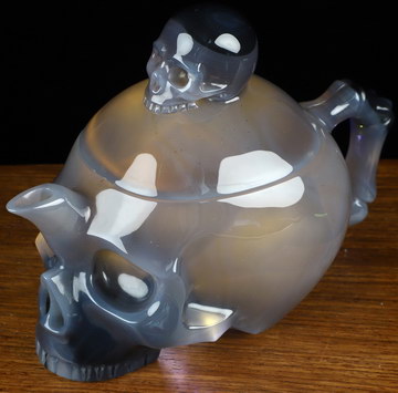 5.4" Premium Brazilian Agate Hand Carved Crystal Skull Cup, Crystal Healing
