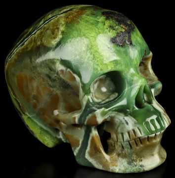 4.0" Hiso Jasper Hand Carved Crystal Skull, Super Realistic, Crystal Healing