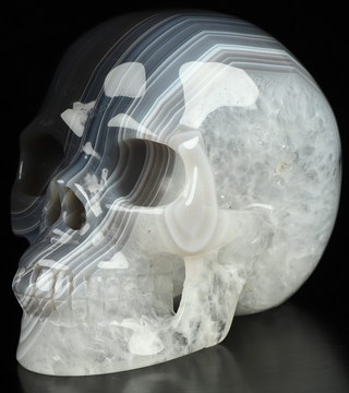 4.0" Agate Hand Carved Crystal Skull, Realistic, Crystal Healing