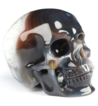 Gemstone 2.7" Mozambique Agate Hand Carved Crystal Skull, Super Realistic, Crystal Healing