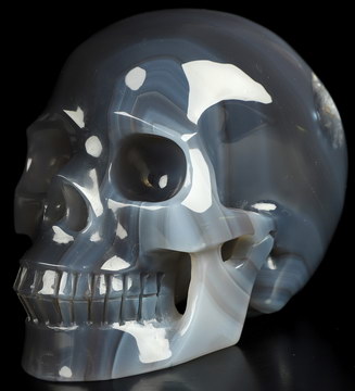 5.0" Premium Brazilian Agate Hand Carved Crystal Skull, Realistic, Crystal Healing