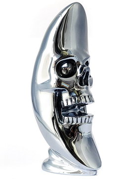 6.7" Tera-hertz Hand Carved Crystal Moon Skull Sculpture, Crystal Healing