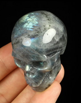 2.0" Labradorite Hand Carved Crystal Skull, Realistic, Crystal Healing