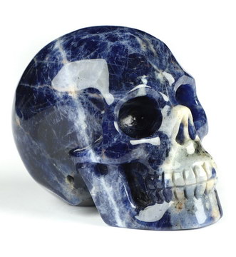 2.0" Sodalite Hand Carved Crystal Skull, Realistic, Crystal Healing