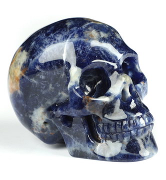 2.0" Sodalite Hand Carved Crystal Skull, Realistic, Crystal Healing