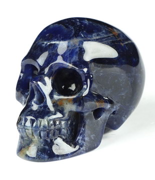 2.0" Sodalite Hand Carved Crystal Skull, Realistic, Crystal Healing