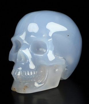 2.0" Blue Chalcedony Hand Carved Crystal Skull, Realistic, Crystal Healing