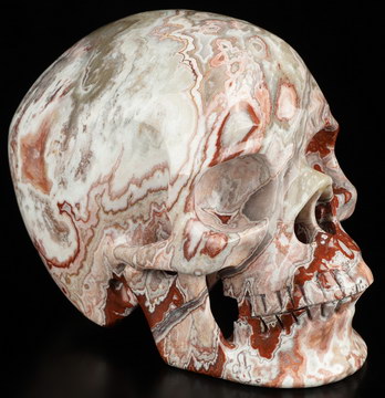 5.1" Lace Jasper Hand Carved Crystal Skull, Super Realistic, Crystal Healing