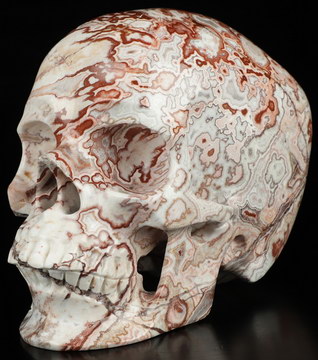 5.1" Lace Jasper Hand Carved Crystal Skull, Super Realistic, Crystal Healing