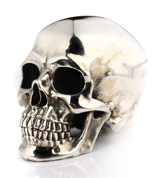 1.5" Oxidized & 925 Sterling Silver Skull, Super Realistic