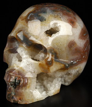 3.5" Agate Hand Carved Crystal Skull, Realistic, Crystal Healing
