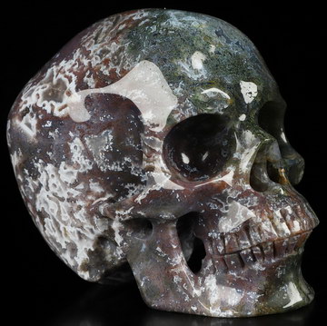 3.9" Indian Agate Hand Carved Crystal Skull, Super Realistic, Crystal Healing