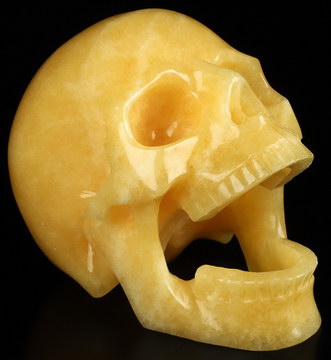 5.2" Beeswax Jade Hand Carved Laughing Crystal Skull Sculpture, Crystal Healing
