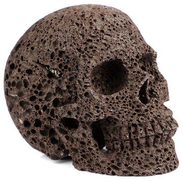 5.0" Red Hot Lava Stone-Red Hand Carved Crystal Skull, Realistic, Crystal Healing