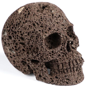 5.0" Red Hot Lava Stone-Red Hand Carved Crystal Skull, Realistic, Crystal Healing