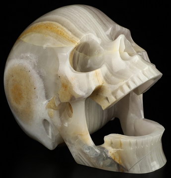 5.2" Fluorite Hand Carved Laughing Crystal Skull Sculpture, Crystal Healing