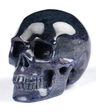 1.8" Royal Dumortierite Hand Carved Crystal Skull, Realistic, Crystal Healing