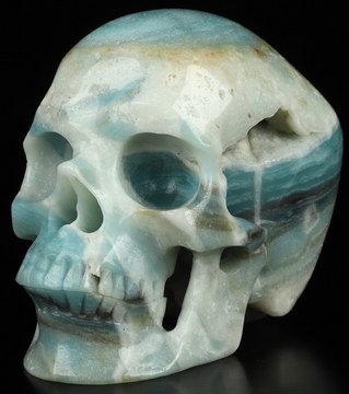 5.1" Chinese Amazonite Hand Carved Crystal Skull, Super Realistic, Crystal Healing
