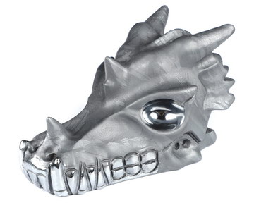 5.0" Frosted Tera-hertz Hand Carved Crystal Dragon Skull Sculpture, Crystal Healing