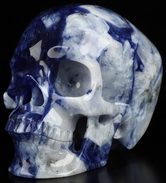 5.1" Sodalite Hand Carved Crystal Skull, Super Realistic, Crystal Healing
